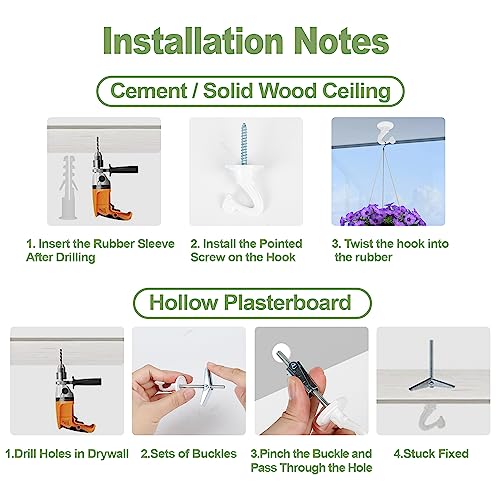 Aidoclip 6 pcs Ceiling Hooks for Hanging Plants,Hanging Hanging Lights Metal Small Hooks,Indoor Outdoor Wall Heavy Duty Plant Hanger Swag Hook - Image 5