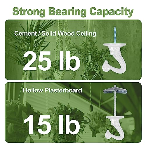 Aidoclip 6 pcs Ceiling Hooks for Hanging Plants,Hanging Hanging Lights Metal Small Hooks,Indoor Outdoor Wall Heavy Duty Plant Hanger Swag Hook - Image 4