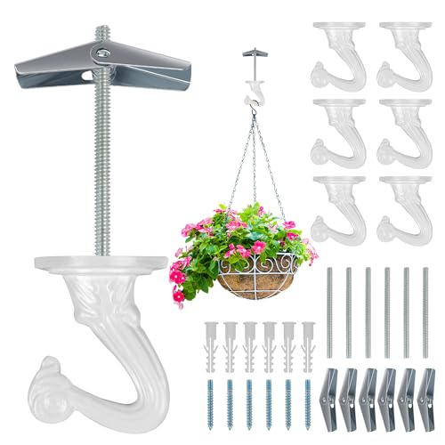 Aidoclip 6 pcs Ceiling Hooks for Hanging Plants,Hanging Hanging Lights Metal Small Hooks,Indoor Outdoor Wall Heavy Duty Plant Hanger Swag Hook - Image 1
