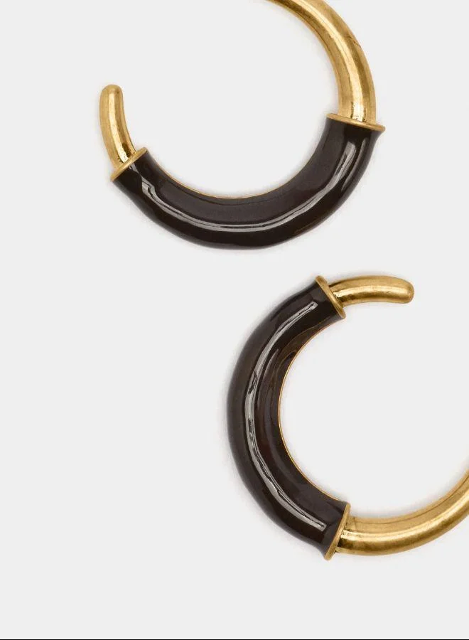 بارفوا أقراط مفتوحة الدائرة مع مينا بنية