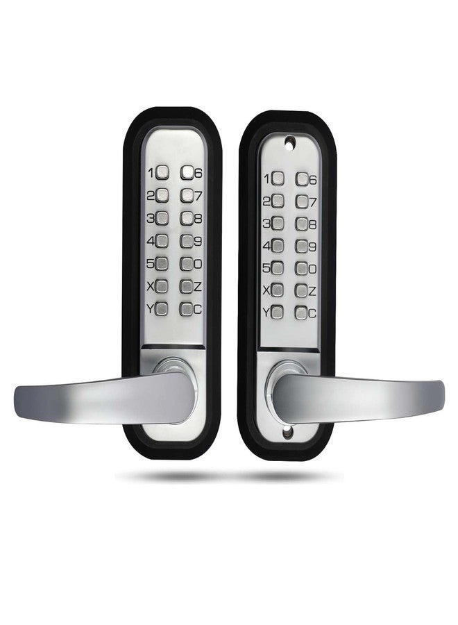 Soobool Double Sided Keyless Door Lock with Handle, Double Keypad Door Lock，Mechanical Keypad Door Lock Stainless Steel Sunscreen Waterproof Digital keyless Gate Locks for Outdoor Fences (Silvery) - Image 1