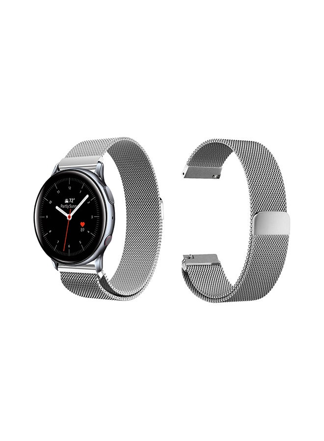 Perfii Milanese Mesh Replacement Band For Samsung Galaxy Active/Active 2 Silver - Image 1