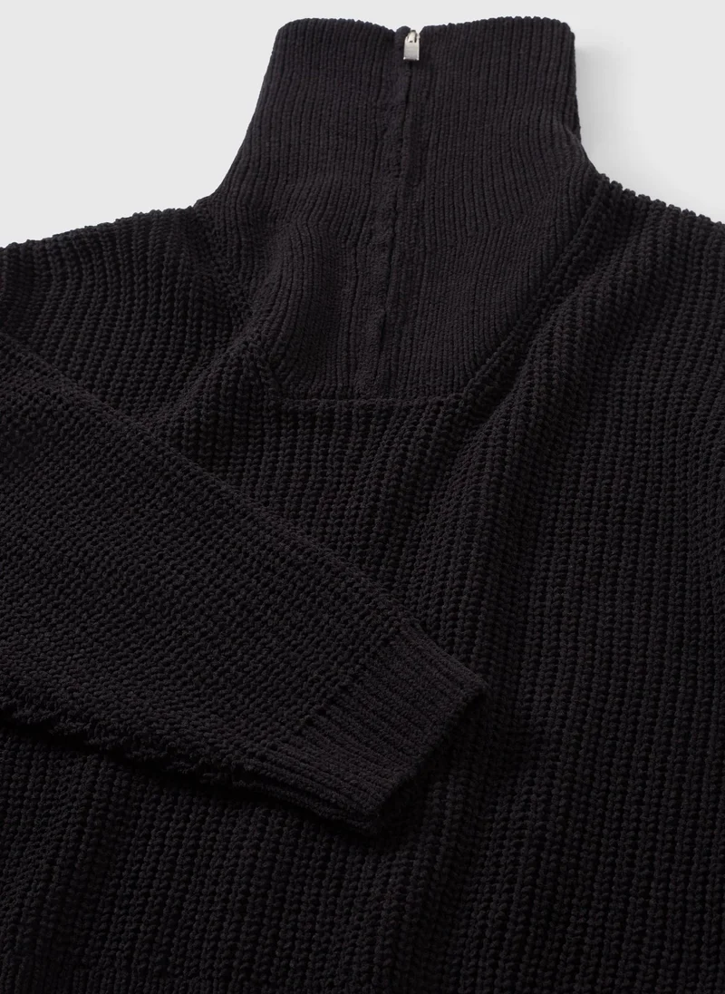 Matalan Girls Black Funnel Neck Zip Jumper