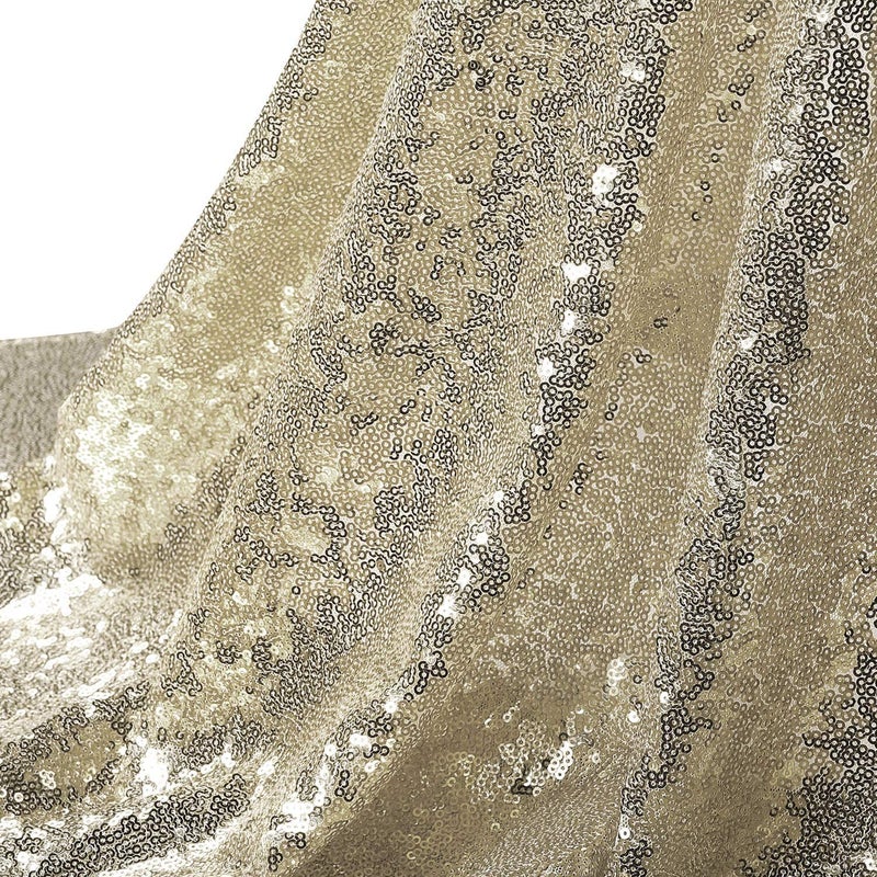 TCBESTO Champagne Sequin Tablecloth 50" Round Champagne Sparkly Table Cover for Dessert Glitter Table Overlay for Party Dinner Festival Wedding Exhibition - Image 4