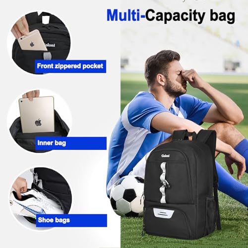 Goloni Youth Soccer Bag,Basketball Bag with Ball Compartment & Shoe Compartment,Backpack for Football Volleyball Basketball - Image 4