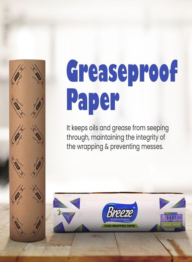 BREEZE Unbleached Greaseproof Food Wrapping Paper Roll 100% Virgin Pulp Non-Stick Oil Resistant Multipurpose Oven Safe Wrap Sheets Suitable for Fresh Lunch Roti Parantha Sandwich Burger - 25 Meters - Image 3