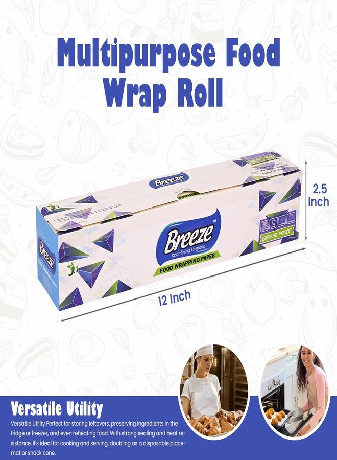BREEZE Unbleached Greaseproof Food Wrapping Paper Roll 100% Virgin Pulp Non-Stick Oil Resistant Multipurpose Oven Safe Wrap Sheets Suitable for Fresh Lunch Roti Parantha Sandwich Burger - 25 Meters - Image 2