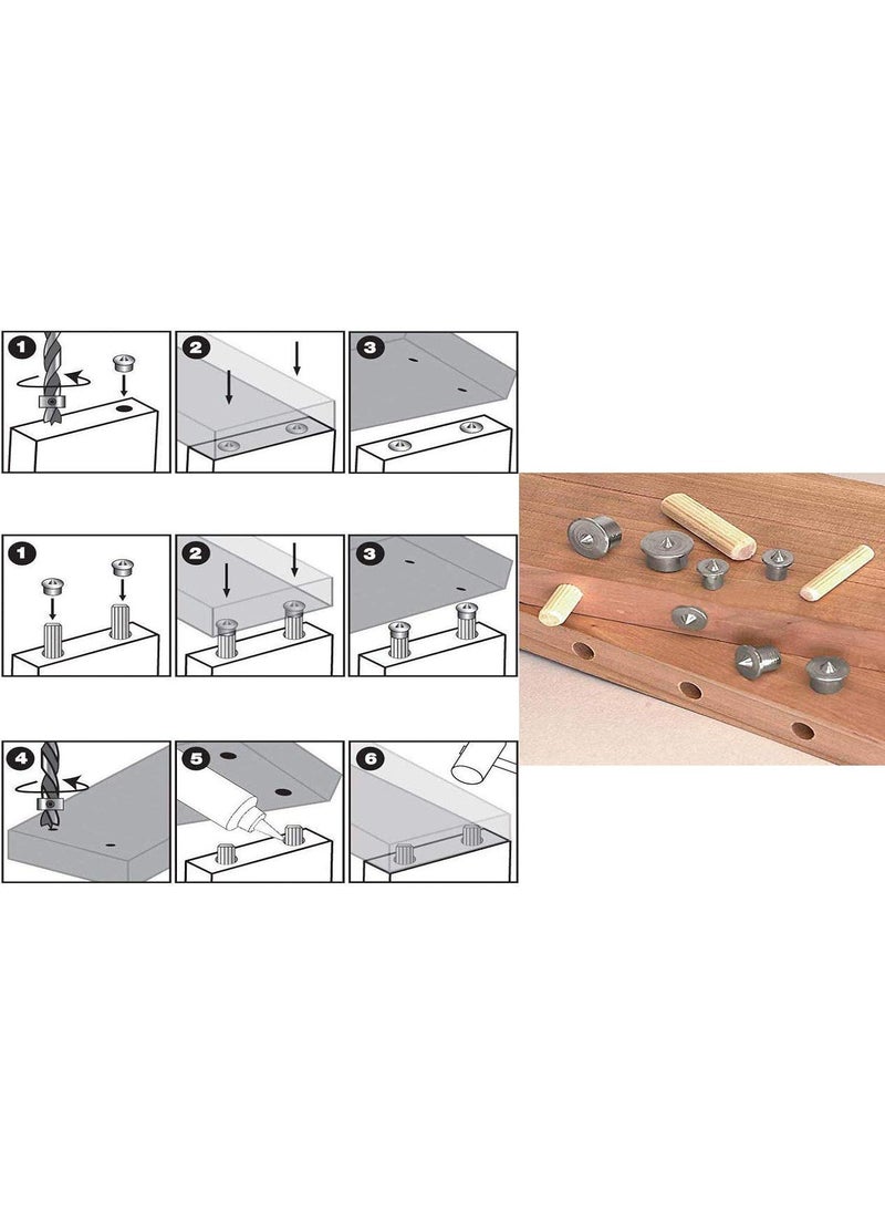 DIY Crafts DIY Crafts Pack Of 1x Set E 4 Pcs Dowel Drill Centre Points Pin Wood Dowel 612 Tenon Cylindrical Portion 6mm 8mm 10mm 12mm Each Size 14 516Pack Of 1x Set E  - Image 2