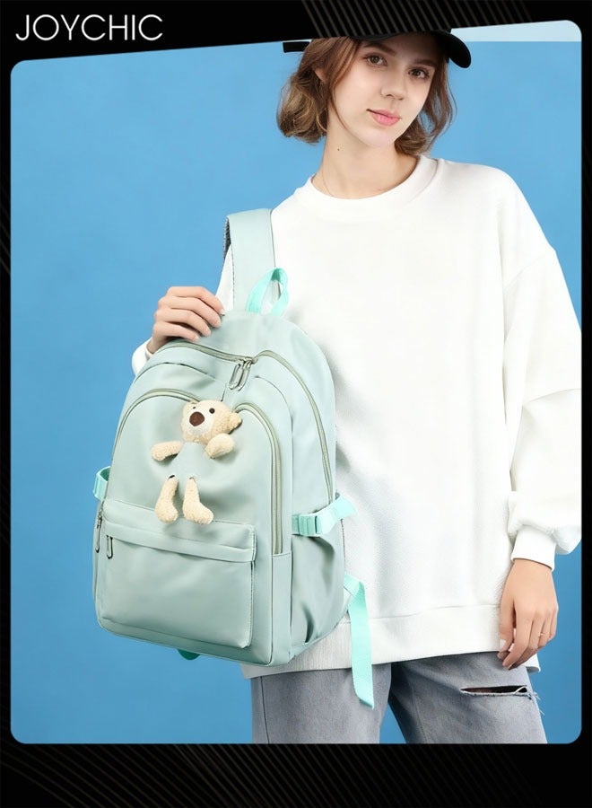 Joychic Solid Pattern Lovely Student Backpack Simple Daypack  Large Capacity School Bag with Adjustable Shoulder Straps for Middle High Students Green - Image 1