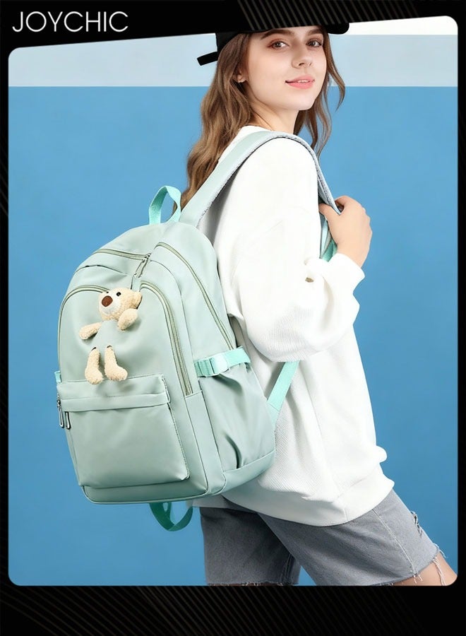 Joychic Solid Pattern Lovely Student Backpack Simple Daypack  Large Capacity School Bag with Adjustable Shoulder Straps for Middle High Students Green - Image 2