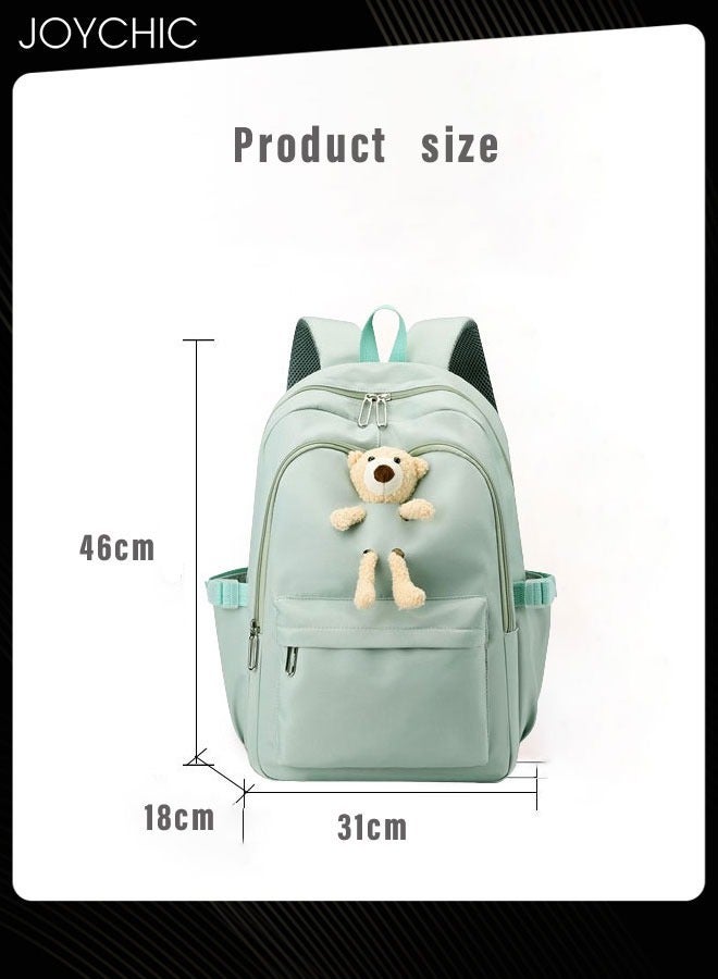 Joychic Solid Pattern Lovely Student Backpack Simple Daypack  Large Capacity School Bag with Adjustable Shoulder Straps for Middle High Students Green - Image 3