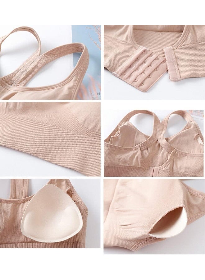 Rubik Sports Bra for Women, Removable Padded Seamless Criss-Cross Back Adjustable Band Wireless Shockproof Quick Dry High Impact Support Bra for Yoga Gym Workout Fitness - Image 5