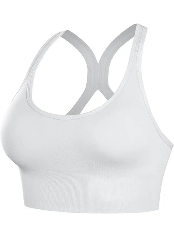 Rubik Sports Bra for Women, Removable Padded Seamless Criss-Cross Back Adjustable Band Wireless Shockproof Quick Dry High Impact Support Bra for Yoga Gym Workout Fitness - Image 1