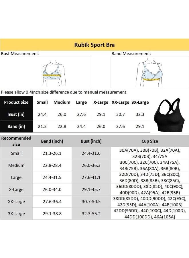 Rubik Sports Bra for Women, Removable Padded Seamless Criss-Cross Back Adjustable Band Wireless Shockproof Quick Dry High Impact Support Bra for Yoga Gym Workout Fitness - Image 3