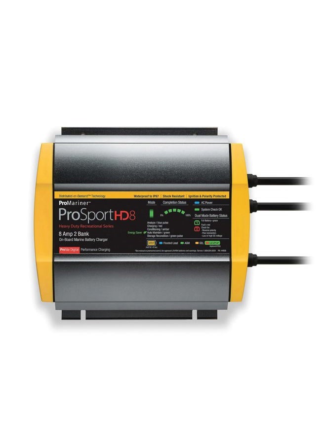 ProMariner 44008 شاحن بطارية بحري مقاوم للماء ProSport HD، 8 أمبير، 2 بنك - Image 1