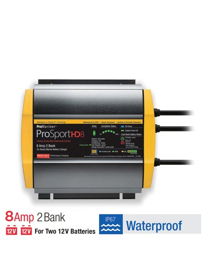 ProMariner 44008 شاحن بطارية بحري مقاوم للماء ProSport HD، 8 أمبير، 2 بنك - Image 5