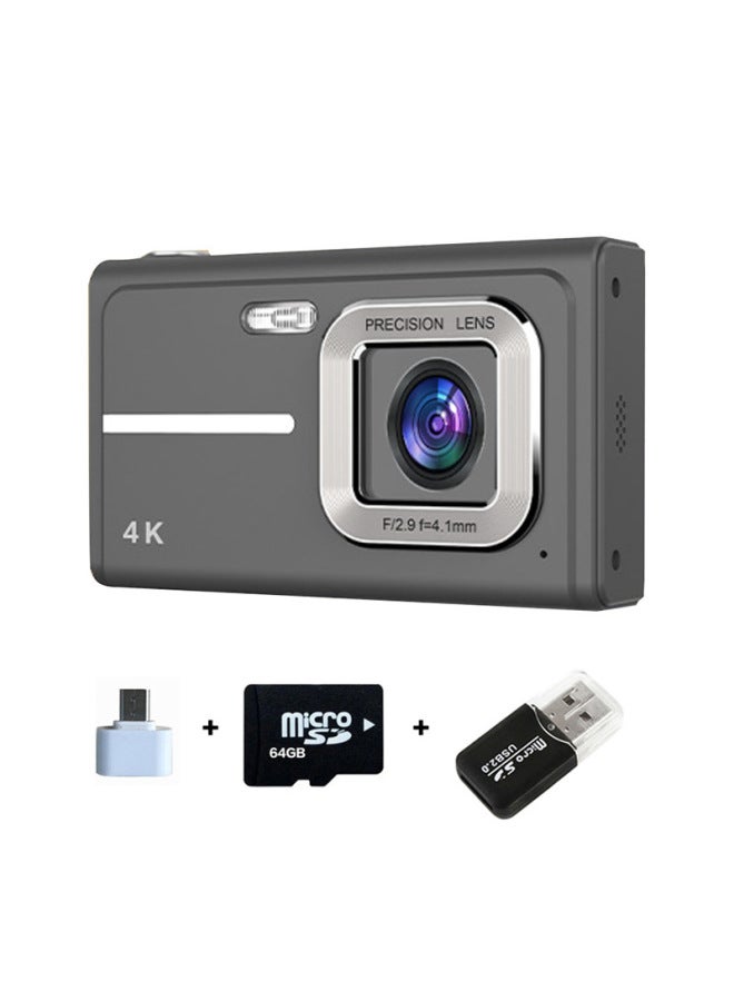 كاميرا CCD لحفلة الطالب، يمكن لكاميرا البطاقة القديمة الرخيصة تمرير التركيز البؤري التلقائي للهاتف المحمول، هدية بقيمة لون عالية - لون الجسم: X1 أسود + بطاقة ذاكرة 64 جيجا + قارئ بطاقة USB + محول TYPE-C - Image 1