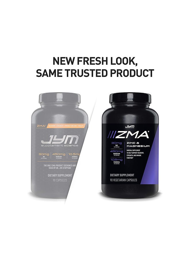 JYM Supplement Science - Science Zma Zinc/Magnesium Capsules Supplement - Zinc, Magnesium And Vitamin B6 90 Vegetarian Capsules - Image 1