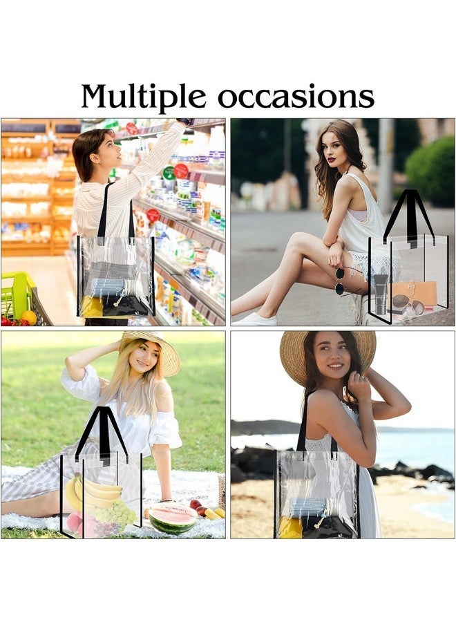 ECHSRT Heavy-Duty Clear Tote Bag - Waterproof and Transparent PVC Bag, Sturdy Handle and Stylish Trim, Perfect for Events, Travel, Concert, Office, Gym and Daily Use (Open Tote Bag 4) - Image 3