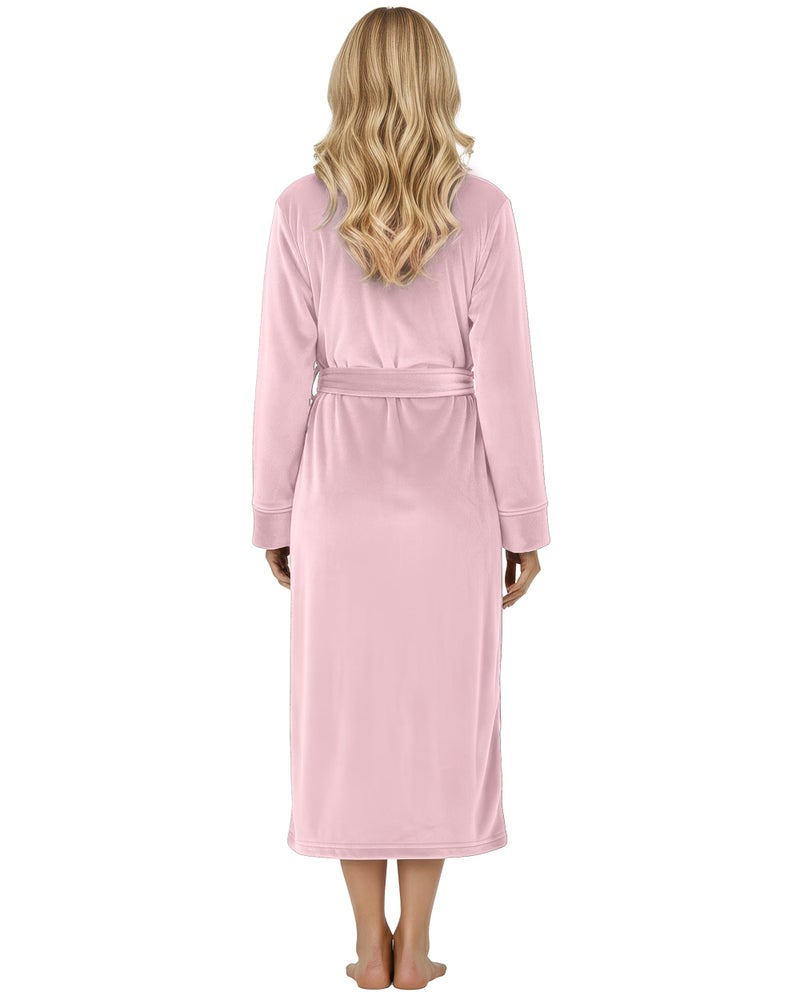 NY Threads Premium Womens Robe, Plush Fleece Long Bath Robe for Women, Fluffy Soft Women's Bathrobe, Large, Light Pink - Image 2