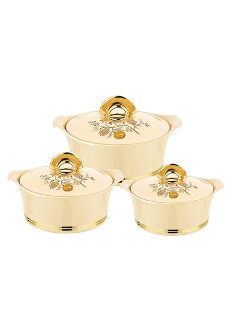 Hotpot Falcon Gold Stainless Steel insulated Hot Pot Food Warmer Keeps Food Warm for Hours 3Pc Set 1.5L, 2.5L, 3.5L