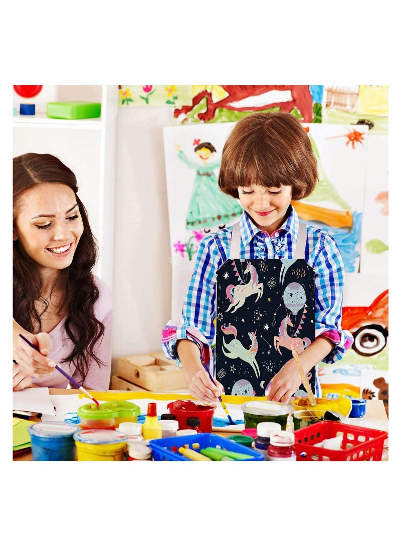 كابتن تيك 2 Pcs Kids Aprons Chef Apron Baking Aprons Unicorn Pattern Cartoon Style KASTWAVE Boys Girls Apron for Cooking Baking Art Painting Gardening Kitchen - Image 4