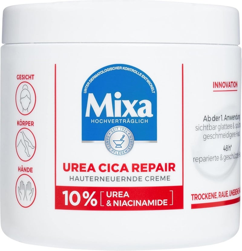 Mixa Urea Skin Renewing Cream with Urea & Niacinamide for Dry and Rough and Uneven Skin, Repairs and Smooths, Moisturiser for the Body, Hands and Face, Urea Cica Repair+, 400 ml