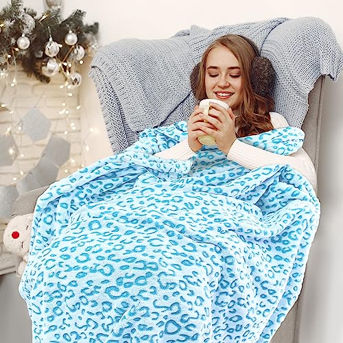 SEEGU Blue Blanket Lighweight Sky Blue Fleece Blankets Throws Cyan Soft Blanket for Kids Girls Boys Women Men Birthday Gifts Decor Stuff 50x60inch - Image 2