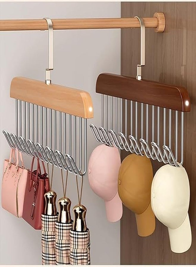 Quebers Wooden Hangers for Wooden Belt Hanger for Tie 8 Hooks Adjustable Closet Hangers Lingerie Belt Scarf Tie Storage Racks Foldable Hooks Wood Hanger Wardrobe Organizers for Men Women Pack of 1 - Image 2