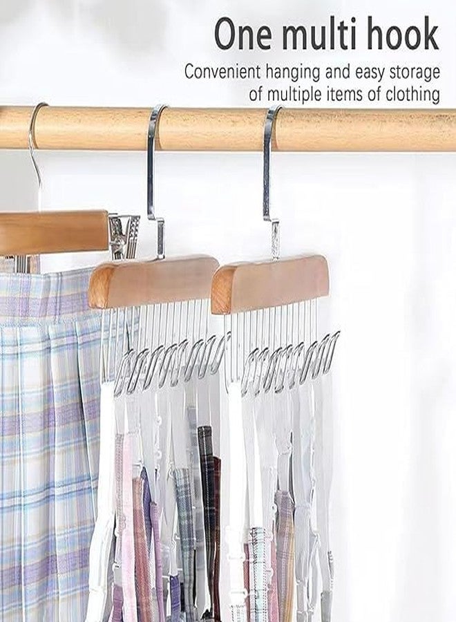 Quebers Wooden Hangers for Wooden Belt Hanger for Tie 8 Hooks Adjustable Closet Hangers Lingerie Belt Scarf Tie Storage Racks Foldable Hooks Wood Hanger Wardrobe Organizers for Men Women Pack of 1 - Image 3