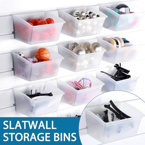 Unittype 12 Pcs Storage Bin Plastic Slatwall Bins for Slatwall Organizer Containers Garage Accessories(Transparent) - Image 2