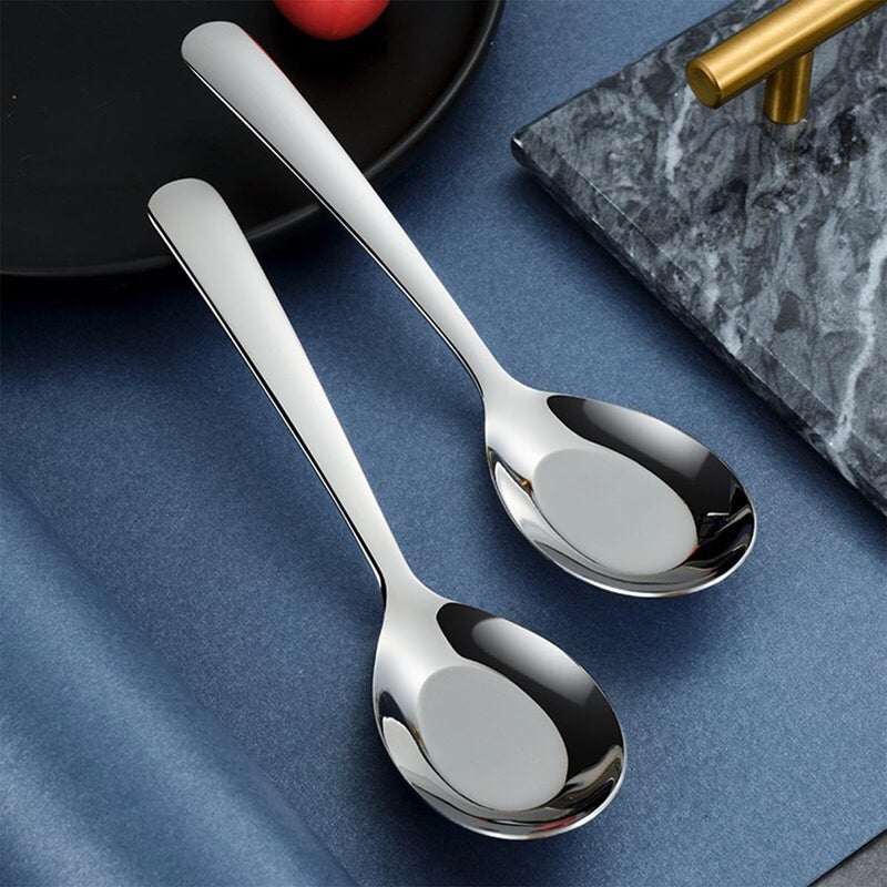 Ouliget Flat Head Spoons, Korean style Flat Sugar Spoon,Thick Heavy Stainless Steel Table Spoons Dinner Spoon,Set of 4. - Image 3