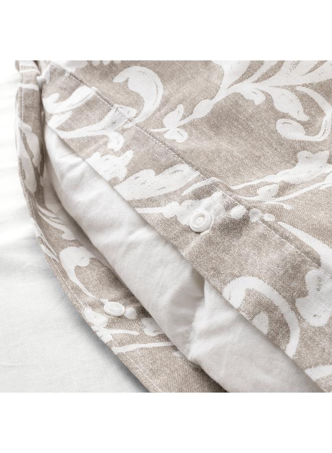 erorex Duvet cover and 2 pillowcases, beige/white, 240x220/50x80 cm - Image 5