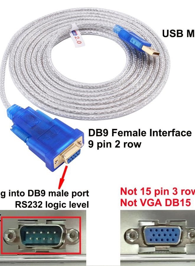 DTech 10 Feet USB to Serial Female Adapter Cable DB9 RS232 to USB 2.0 Cord with Prolific PL2303 Chip Windows 11 10 8 7 Mac Linux (9 Pin 2 Row DB-9 F Connector) - Image 2