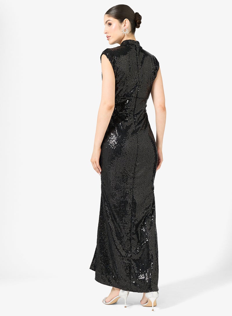 Ella Limited Edition Shimmer Ruched Dress With Slit - Image 2