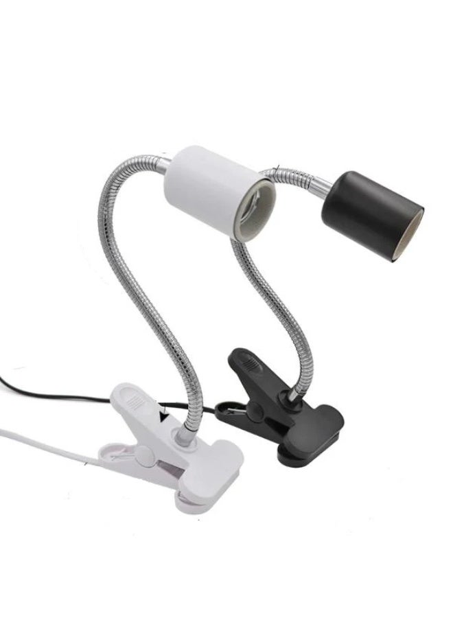 UVA UVB Light Bulb Reptile Ceramic Heat Lamp Pet Heating Bulb Holder Clamp Fixture Heating Lamp for Reptiles - (without Lamp) – (Black and White) - Image 1