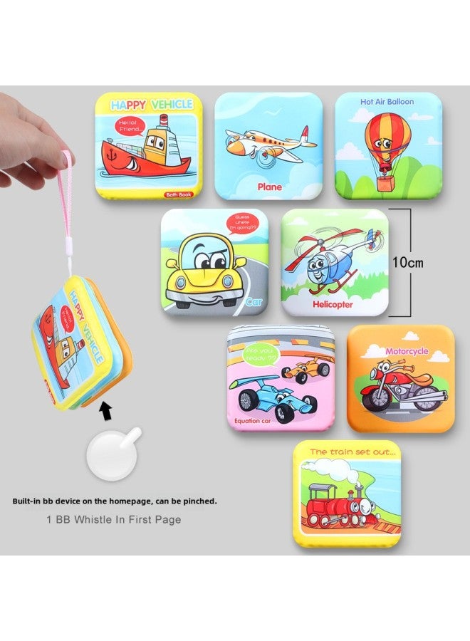 Baby Can't Tear Bath Book Children's Enlightenment Early Education Cognitive Bath Toy Book EVA Baby Cloth Book-Color:Trumpet-Transportation  - Image 1