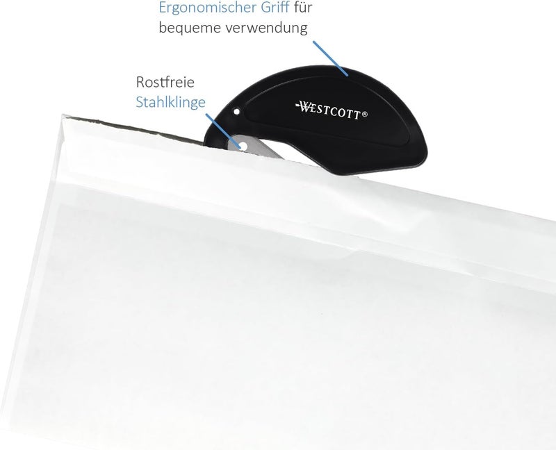 Westcott Letter Opener with Safety Handle | Extra Sharp Letter Opener with Stainless Steel Blade | Ergonomic Safety Handle | Opens Letters Easily and Cleanly | E-29699 00 - Image 2
