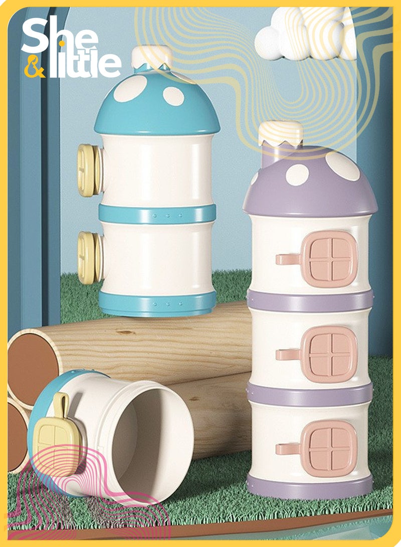 She&Little Formula Dispenser On The Go, Stackable Mushroom Style Baby Formula Container, Travel Snack & Milk Powder Storage Box, BPA Free, Leakproof & Moisture-Proof (Blue) - Image 1
