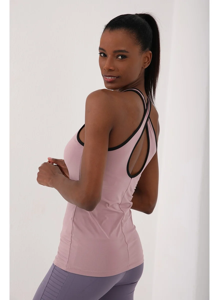 Tommy Life Dusty Rose Women's Cross Strap Sleeveless Standard Fit Sports Undershirt-97094