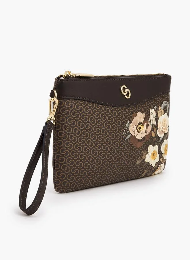 Celeste Floral Print Clutch With Wristlet