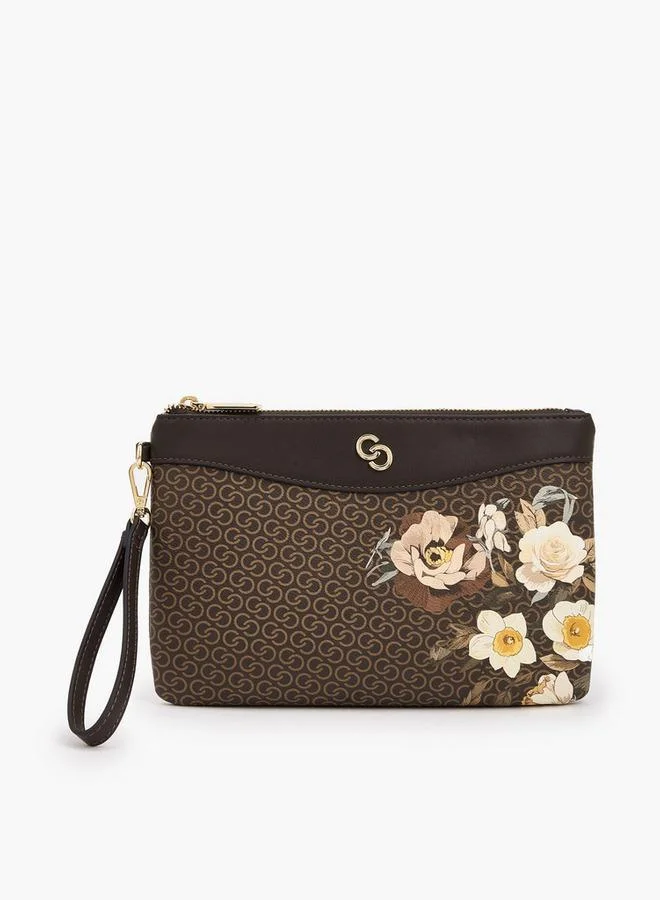 Floral Print Clutch With Wristlet