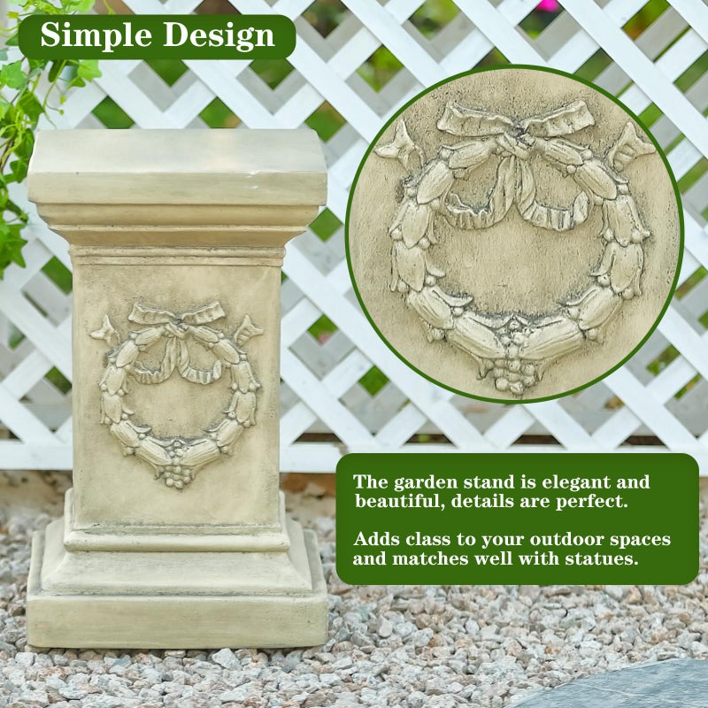 MOCOME 19.57" Tall Garden Pedestal Stand for Statues, Heavy Duty Magnesium Oxide Plant Stand, Weatherproof Outdoor Pedestal for Sculptures, Flower Pots, Decor â€“ Sturdiness Plinth Base Statue Riser - Image 4
