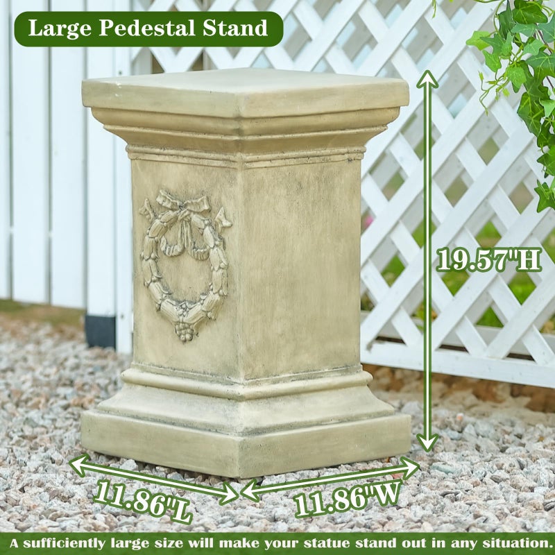 MOCOME 19.57" Tall Garden Pedestal Stand for Statues, Heavy Duty Magnesium Oxide Plant Stand, Weatherproof Outdoor Pedestal for Sculptures, Flower Pots, Decor â€“ Sturdiness Plinth Base Statue Riser - Image 5
