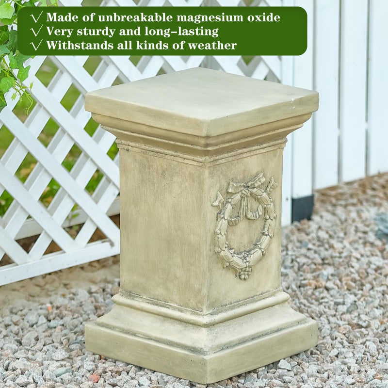 MOCOME 19.57" Tall Garden Pedestal Stand for Statues, Heavy Duty Magnesium Oxide Plant Stand, Weatherproof Outdoor Pedestal for Sculptures, Flower Pots, Decor â€“ Sturdiness Plinth Base Statue Riser - Image 3