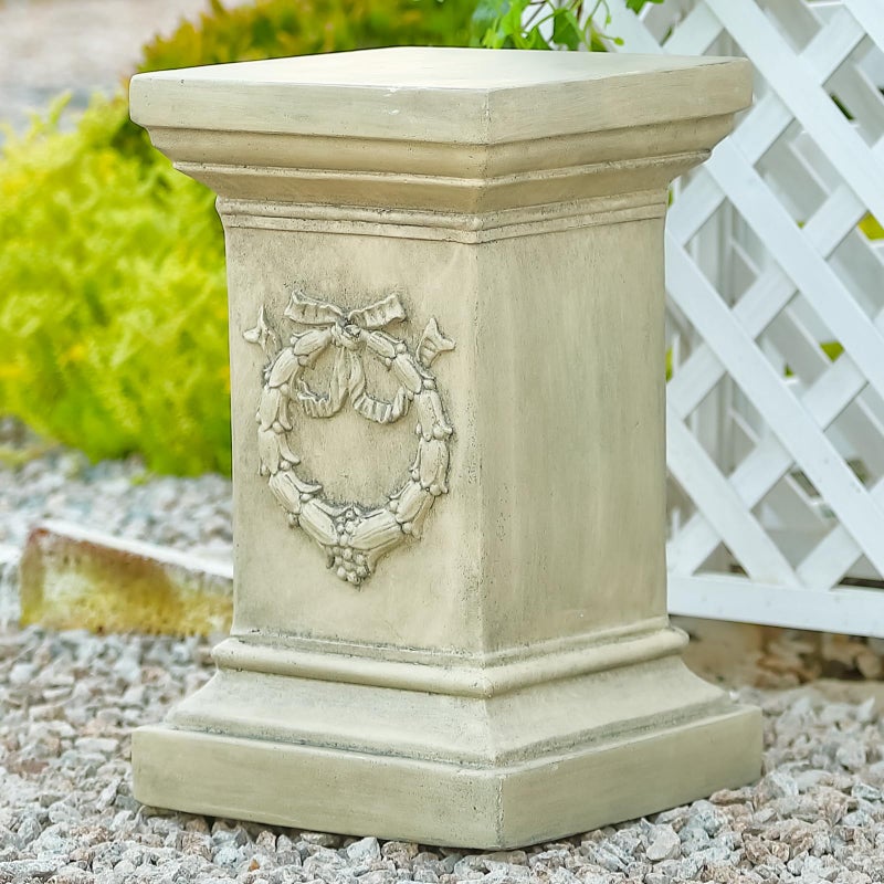MOCOME 19.57" Tall Garden Pedestal Stand for Statues, Heavy Duty Magnesium Oxide Plant Stand, Weatherproof Outdoor Pedestal for Sculptures, Flower Pots, Decor â€“ Sturdiness Plinth Base Statue Riser - Image 1