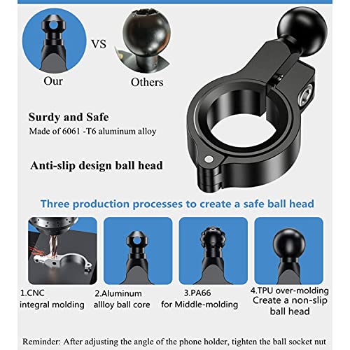 YELLOWFIN 17mm Ball Handlebar Mount Base for Bike & Motorcycle, Aluminium Fixed Clamp Mobile Holder Base with Allen Key, GPS/Phone Mount Adapter for Handlebar - Image 5