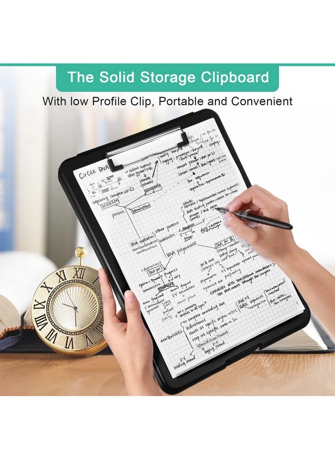 Chinco 10 Pieces Clipboard with Storage Plastic Storage Clipboard Nursing Clipboard Foldable Clip Board with Low Profile Clip for Home Office School, Size 9.5 x 13.5 Inch (Black) - Image 5