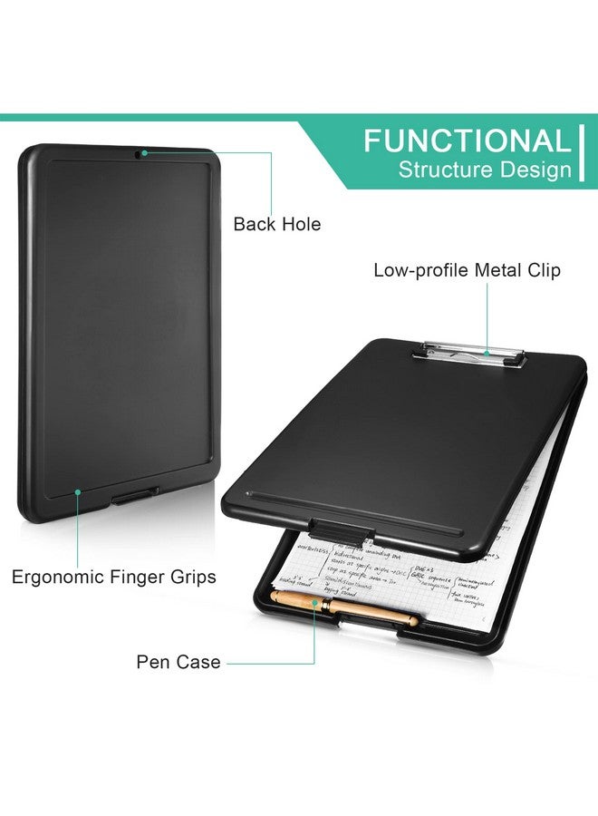 Chinco 10 Pieces Clipboard with Storage Plastic Storage Clipboard Nursing Clipboard Foldable Clip Board with Low Profile Clip for Home Office School, Size 9.5 x 13.5 Inch (Black) - Image 3