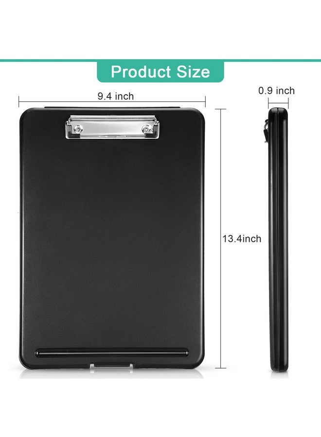 Chinco 10 Pieces Clipboard with Storage Plastic Storage Clipboard Nursing Clipboard Foldable Clip Board with Low Profile Clip for Home Office School, Size 9.5 x 13.5 Inch (Black) - Image 2